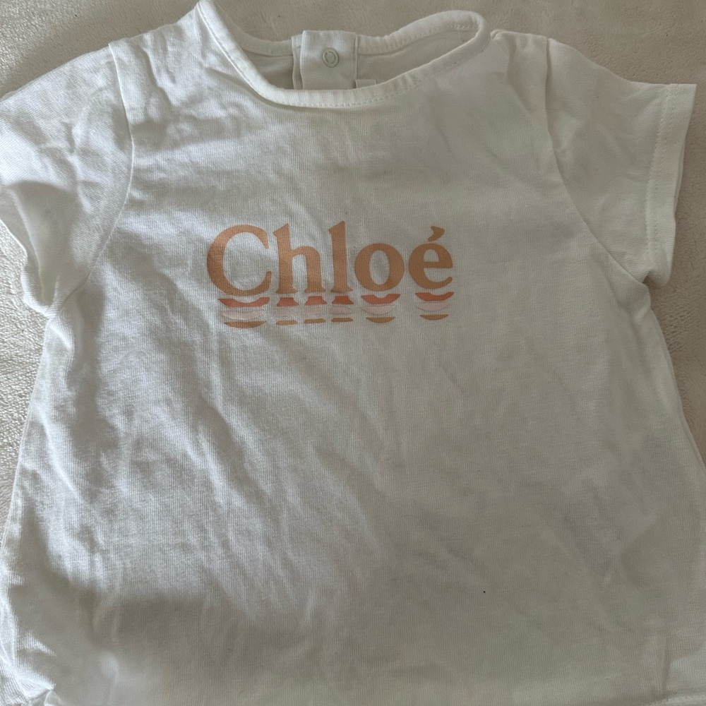 Chloe White and Orange Short Sleeve Tee
